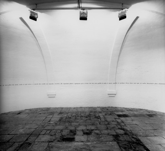 Citation de Jacques Derrida, 13 mètres de long, morgue.