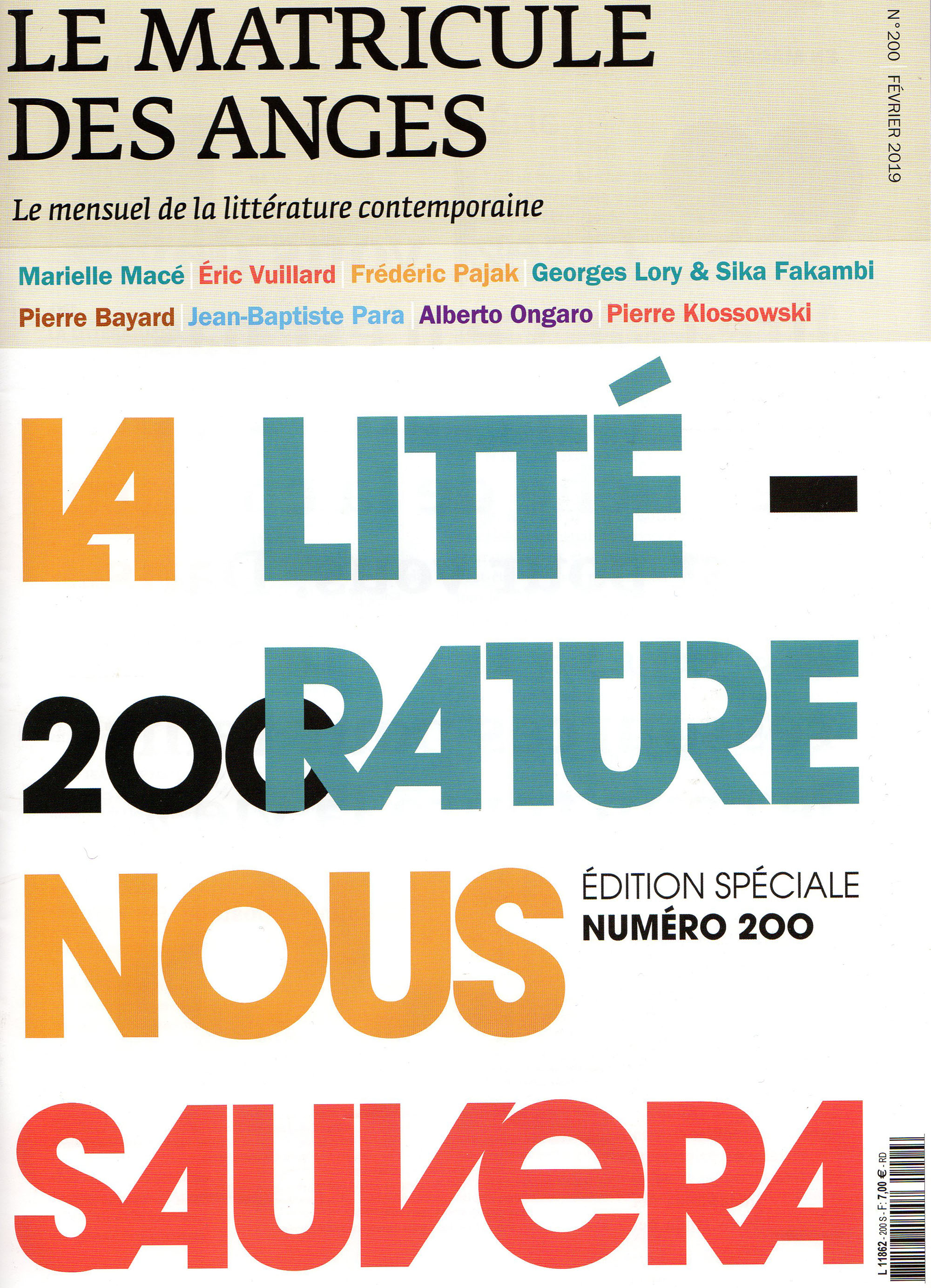 matricule des Anges , couv.